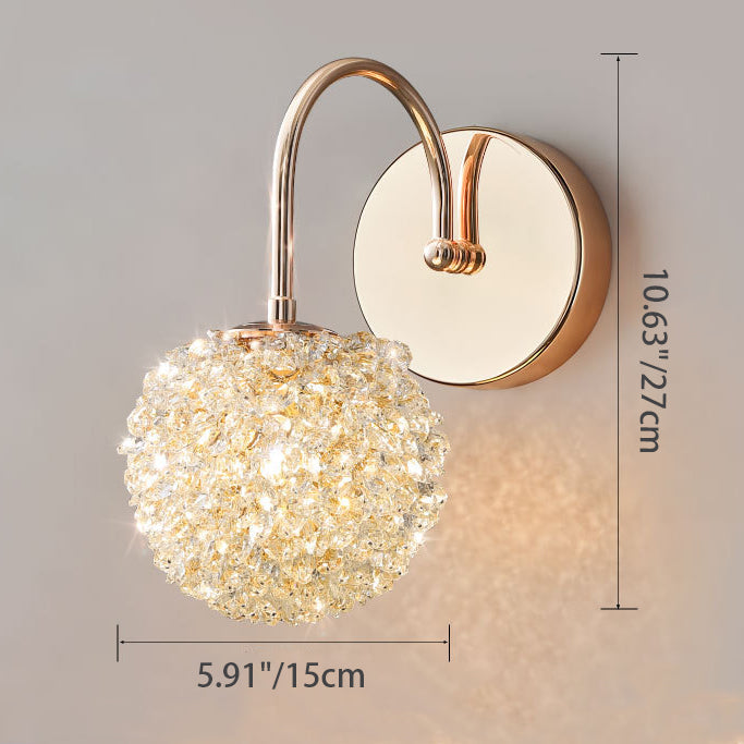 Luxury Crystal Orb Hardware Frame 1-Light Wall Sconce Lamp