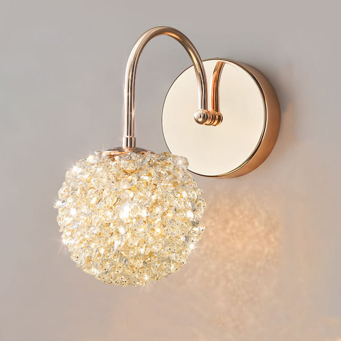 Luxury Crystal Orb Hardware Frame 1-Light Wall Sconce Lamp