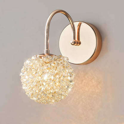 Luxury Crystal Orb Hardware Frame 1-Light Wall Sconce Lamp