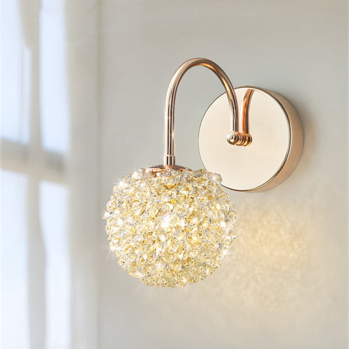 Luxury Crystal Orb Hardware Frame 1-Light Wall Sconce Lamp