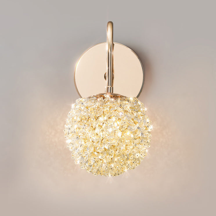 Luxury Crystal Orb Hardware Frame 1-Light Wall Sconce Lamp