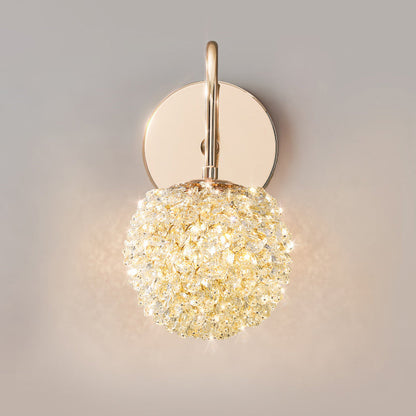 Luxury Crystal Orb Hardware Frame 1-Light Wall Sconce Lamp