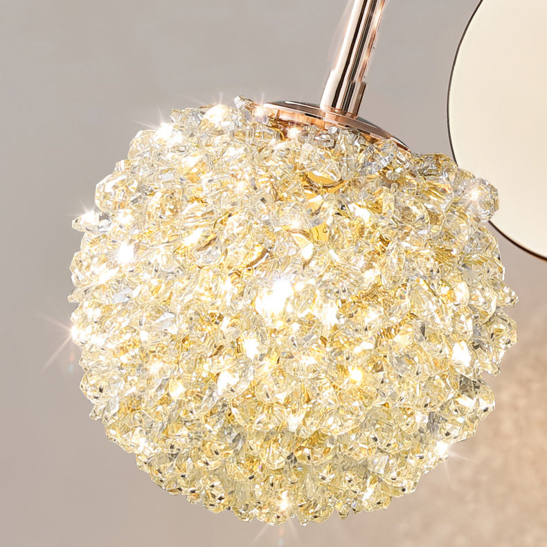 Luxury Crystal Orb Hardware Frame 1-Light Wall Sconce Lamp