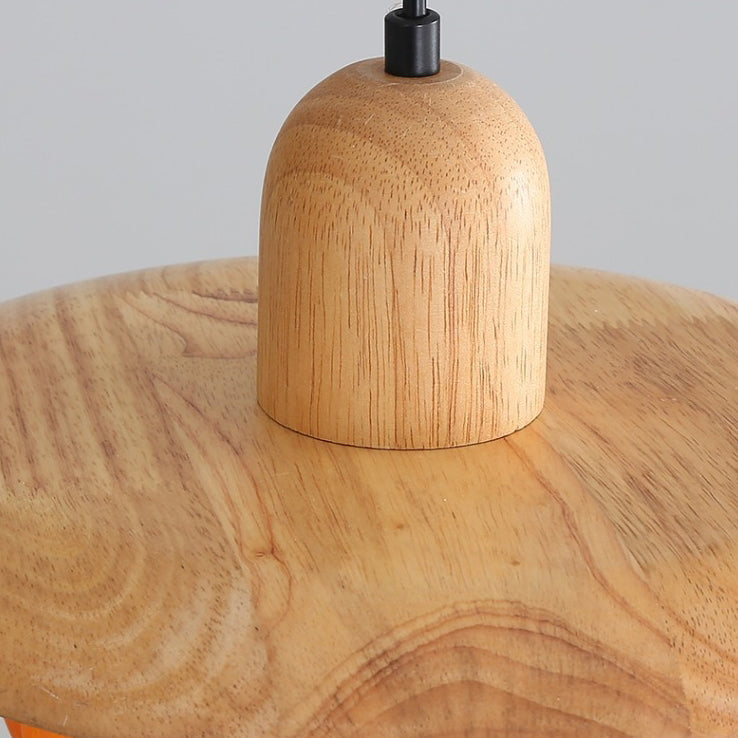 Disc Shape Wood Resin Shade 1-Light Wall Sconce Lamp