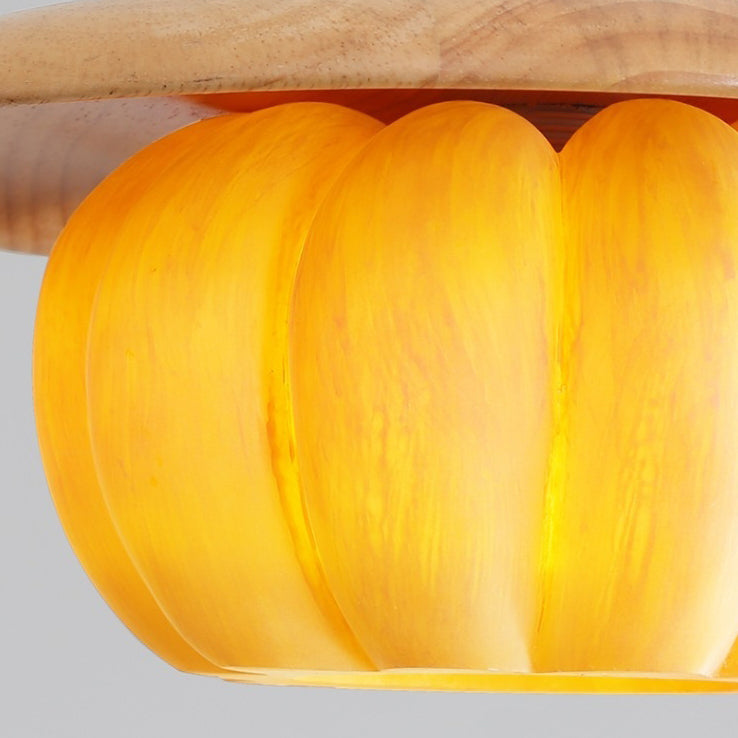 Disc Shape Wood Resin Shade 1-Light Wall Sconce Lamp