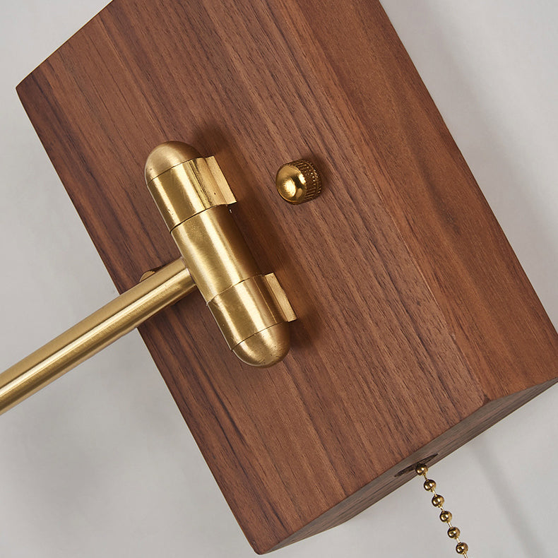 Swingable Shade Wooden Copper 1-Light Wall Sconce Lamp