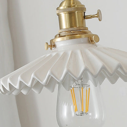Swing Ceramic Shade Wood Brass 1-Light Wall Sconce Lamp