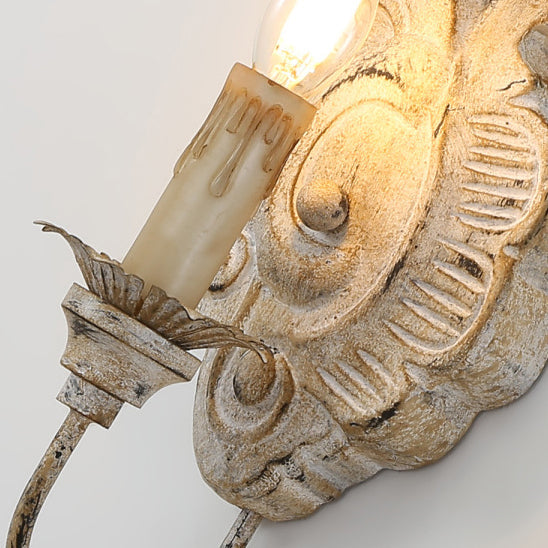 Leaf Candelabra Iron Solid Wood 1-Light Wall Sconce Lamp