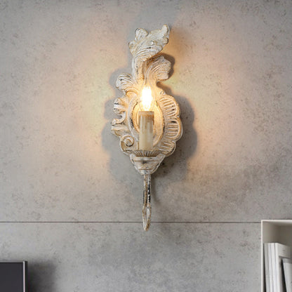 Leaf Candelabra Iron Solid Wood 1-Light Wall Sconce Lamp