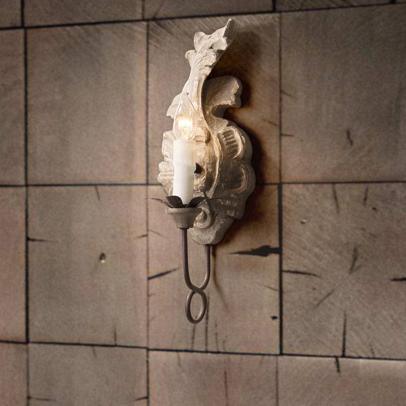 Leaf Candelabra Iron Solid Wood 1-Light Wall Sconce Lamp