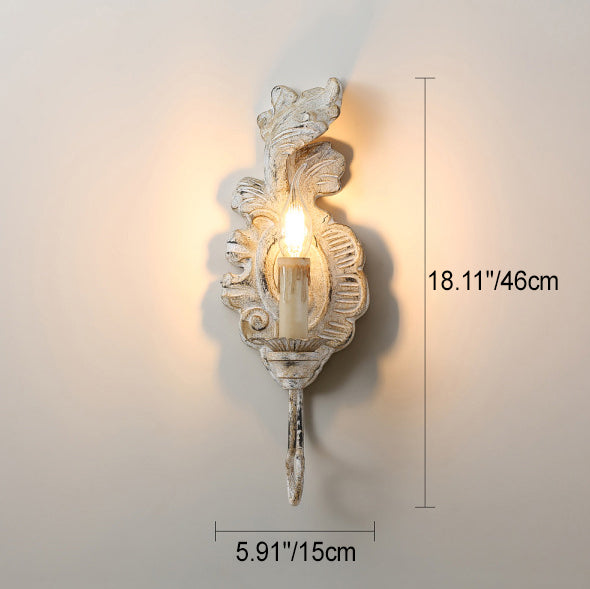 Leaf Candelabra Iron Solid Wood 1-Light Wall Sconce Lamp
