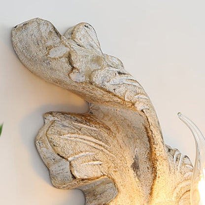 Leaf Candelabra Iron Solid Wood 1-Light Wall Sconce Lamp