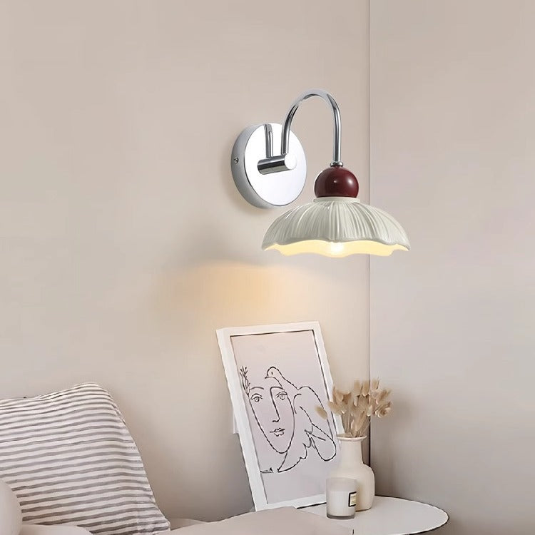 Round Resin Shade Hardware Base 1-Light Wall Sconce Lamp