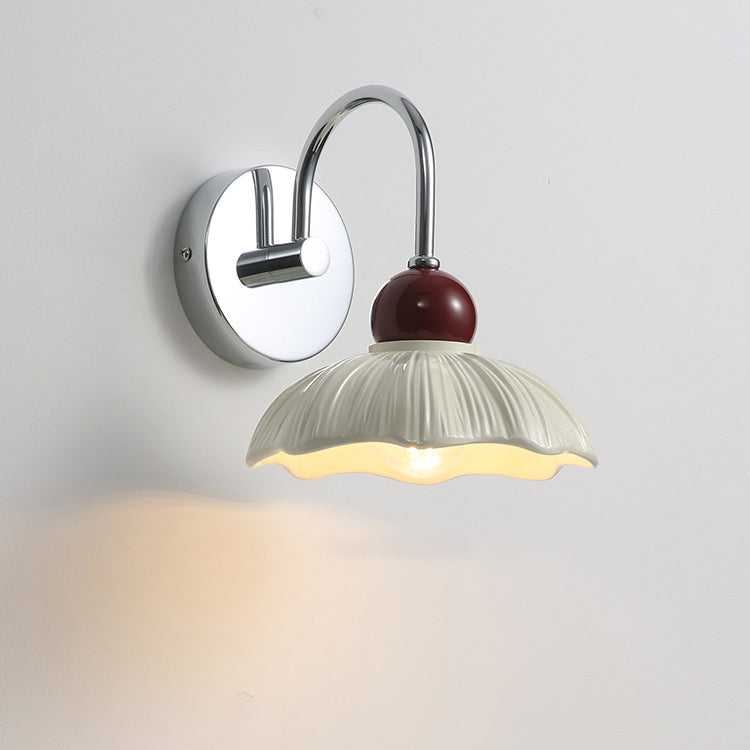 Round Resin Shade Hardware Base 1-Light Wall Sconce Lamp
