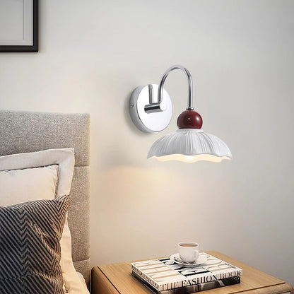 Round Resin Shade Hardware Base 1-Light Wall Sconce Lamp
