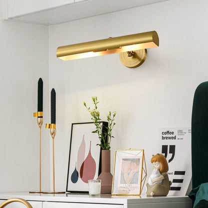 Long Cylinder Brass 2-Light Vanity Light Wall Sconce Lamp