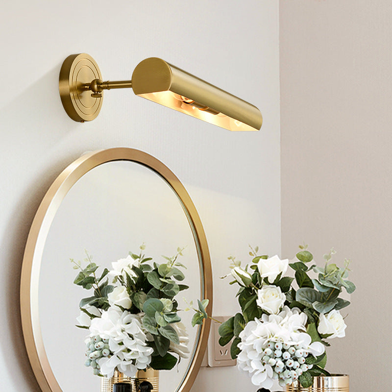 Long Cylinder Brass 2-Light Vanity Light Wall Sconce Lamp