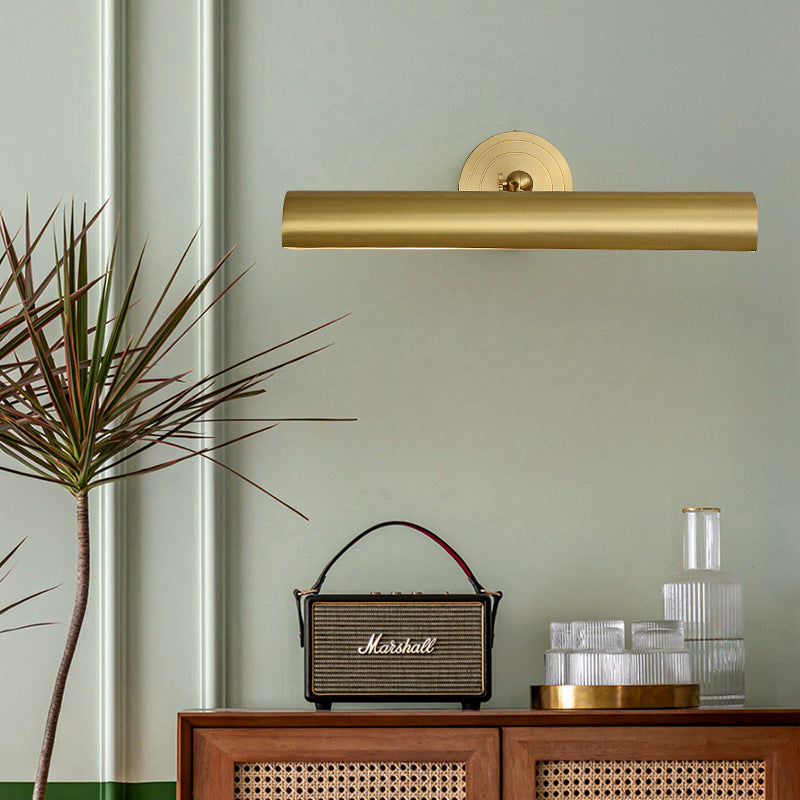 Long Cylinder Brass 2-Light Vanity Light Wall Sconce Lamp