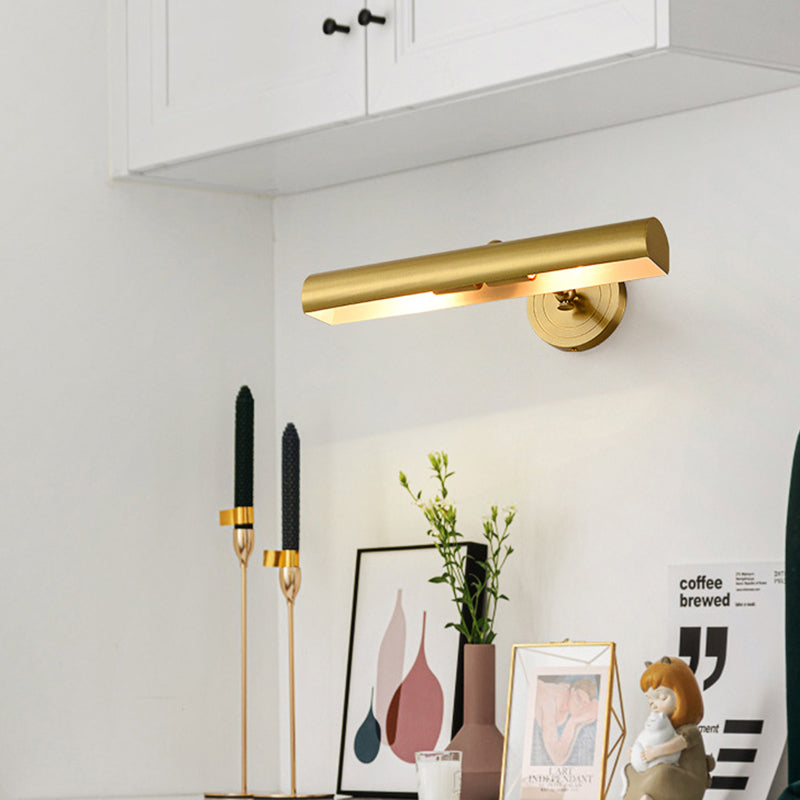 Long Cylinder Brass 2-Light Vanity Light Wall Sconce Lamp