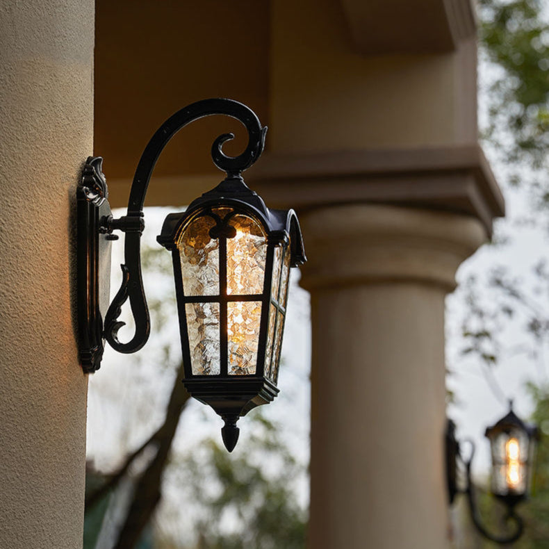 Quadrilateral Glass 1-Light Outdoor Wall Sconce Lamp