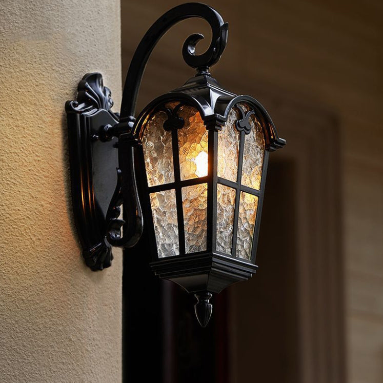 Quadrilateral Glass 1-Light Outdoor Wall Sconce Lamp