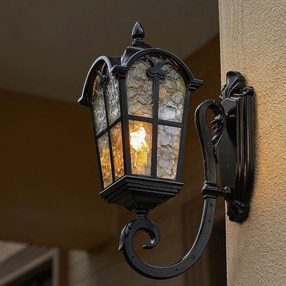 Quadrilateral Glass 1-Light Outdoor Wall Sconce Lamp