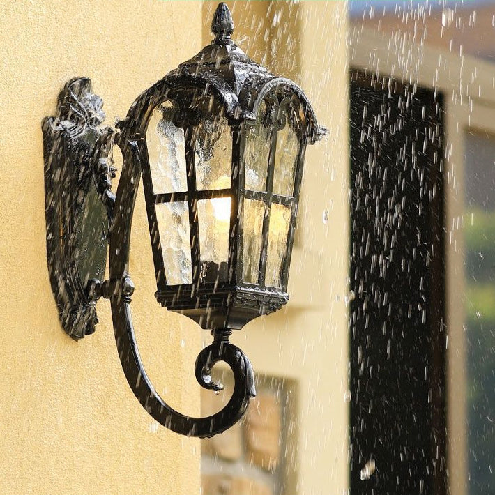 Quadrilateral Glass 1-Light Outdoor Wall Sconce Lamp