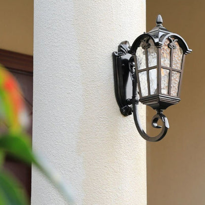 Quadrilateral Glass 1-Light Outdoor Wall Sconce Lamp