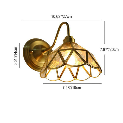 Domed Flower Copper Iron Glass 1-Light Wall Sconce Lamp