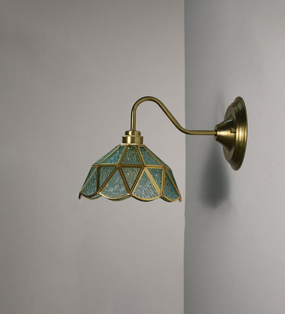 Domed Flower Copper Iron Glass 1-Light Wall Sconce Lamp