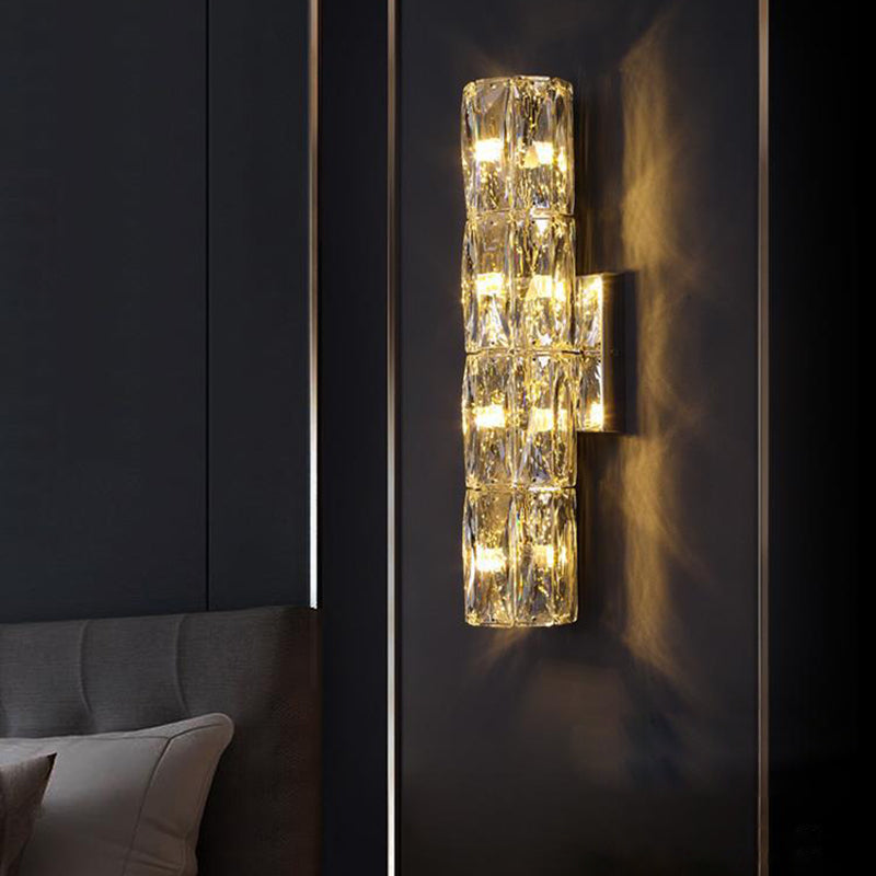 Cylindrical Steel Crystal 2/3/4/6 Light Wall Sconce Lamp