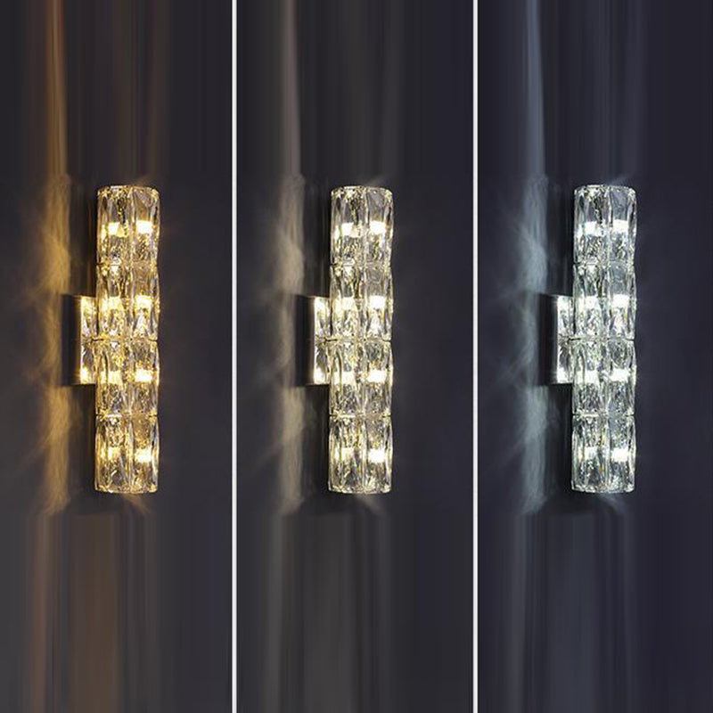 Cylindrical Steel Crystal 2/3/4/6 Light Wall Sconce Lamp