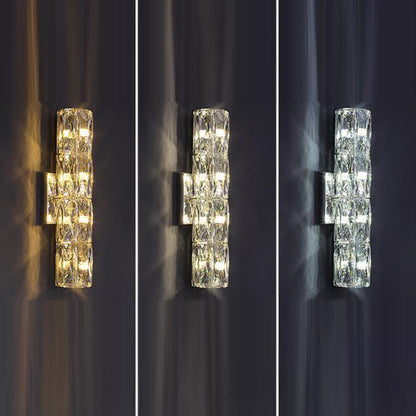 Cylindrical Steel Crystal 2/3/4/6 Light Wall Sconce Lamp