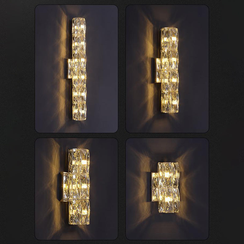 Cylindrical Steel Crystal 2/3/4/6 Light Wall Sconce Lamp