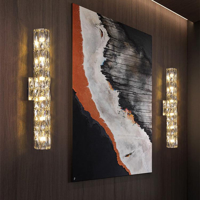 Cylindrical Steel Crystal 2/3/4/6 Light Wall Sconce Lamp