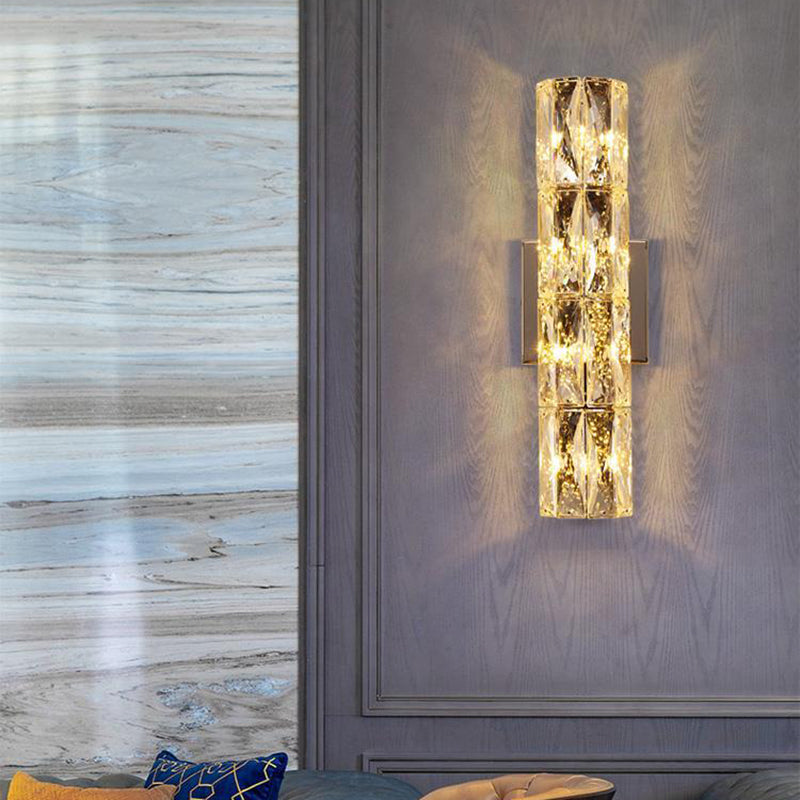 Cylindrical Steel Crystal 2/3/4/6 Light Wall Sconce Lamp