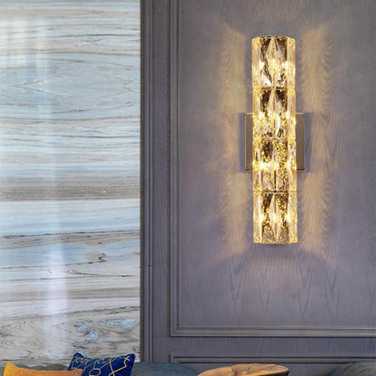 Cylindrical Steel Crystal 2/3/4/6 Light Wall Sconce Lamp