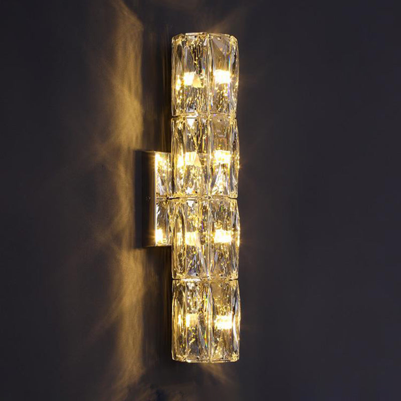 Cylindrical Steel Crystal 2/3/4/6 Light Wall Sconce Lamp