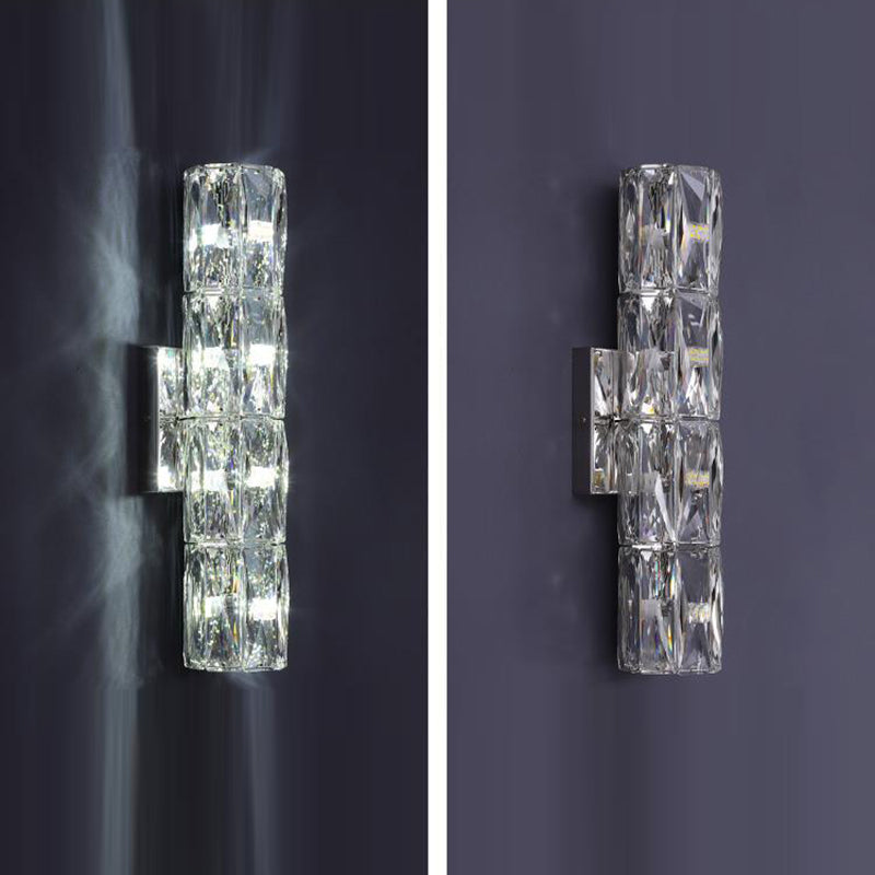 Cylindrical Steel Crystal 2/3/4/6 Light Wall Sconce Lamp
