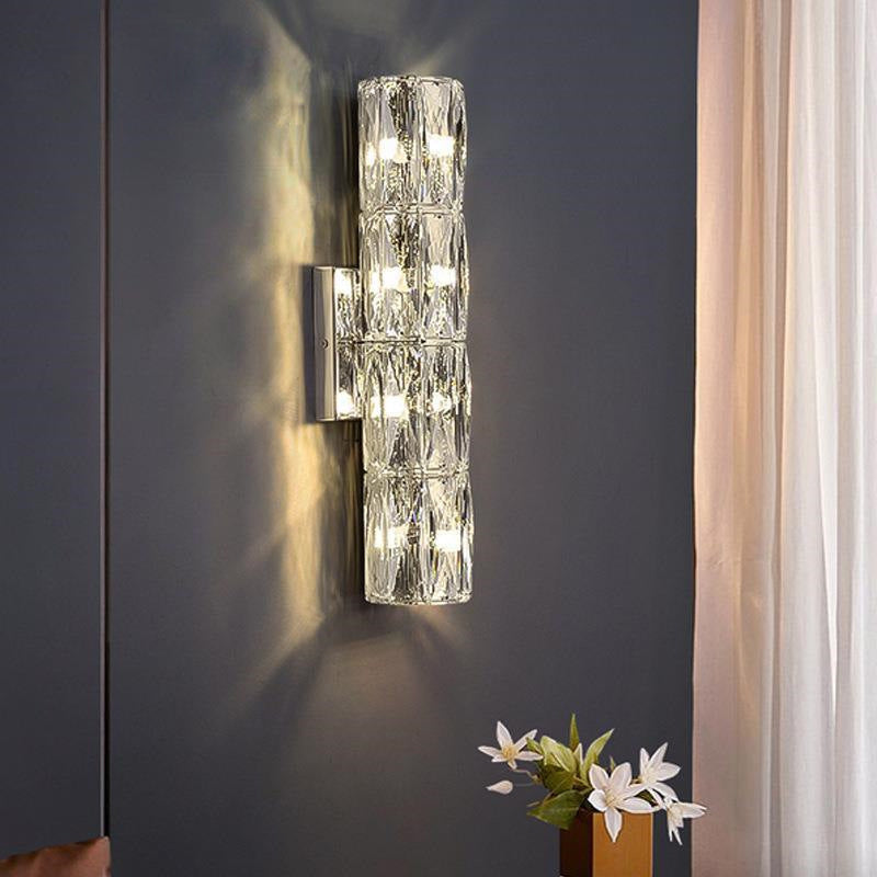 Cylindrical Steel Crystal 2/3/4/6 Light Wall Sconce Lamp