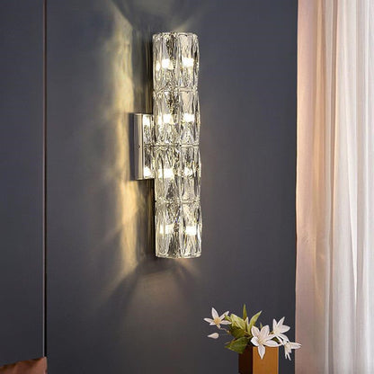 Cylindrical Steel Crystal 2/3/4/6 Light Wall Sconce Lamp