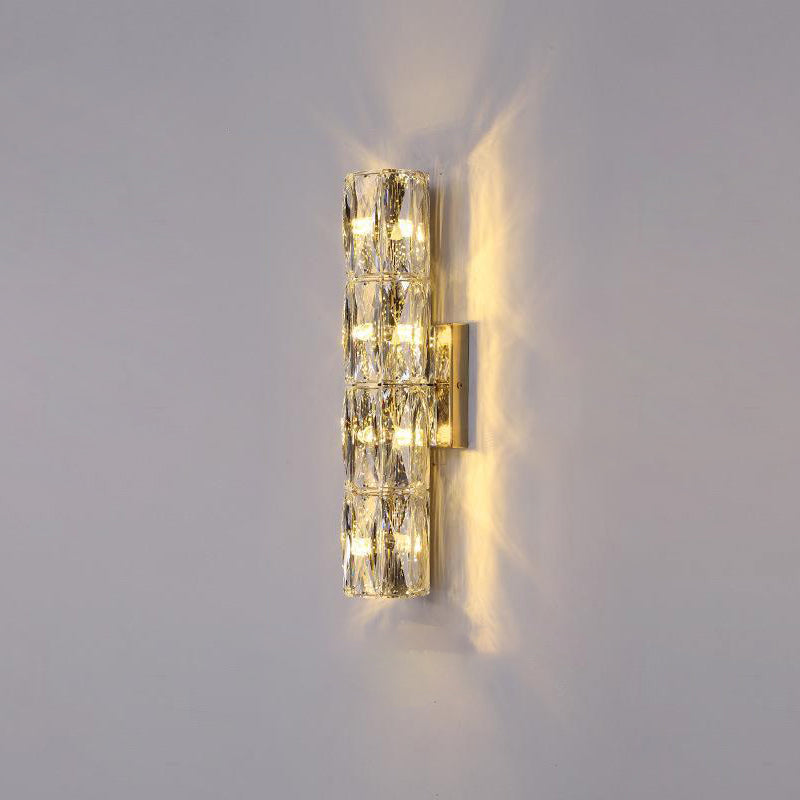 Cylindrical Steel Crystal 2/3/4/6 Light Wall Sconce Lamp