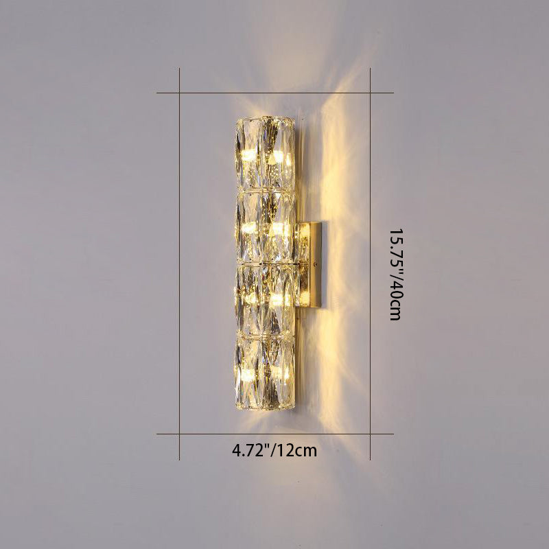 Cylindrical Steel Crystal 2/3/4/6 Light Wall Sconce Lamp