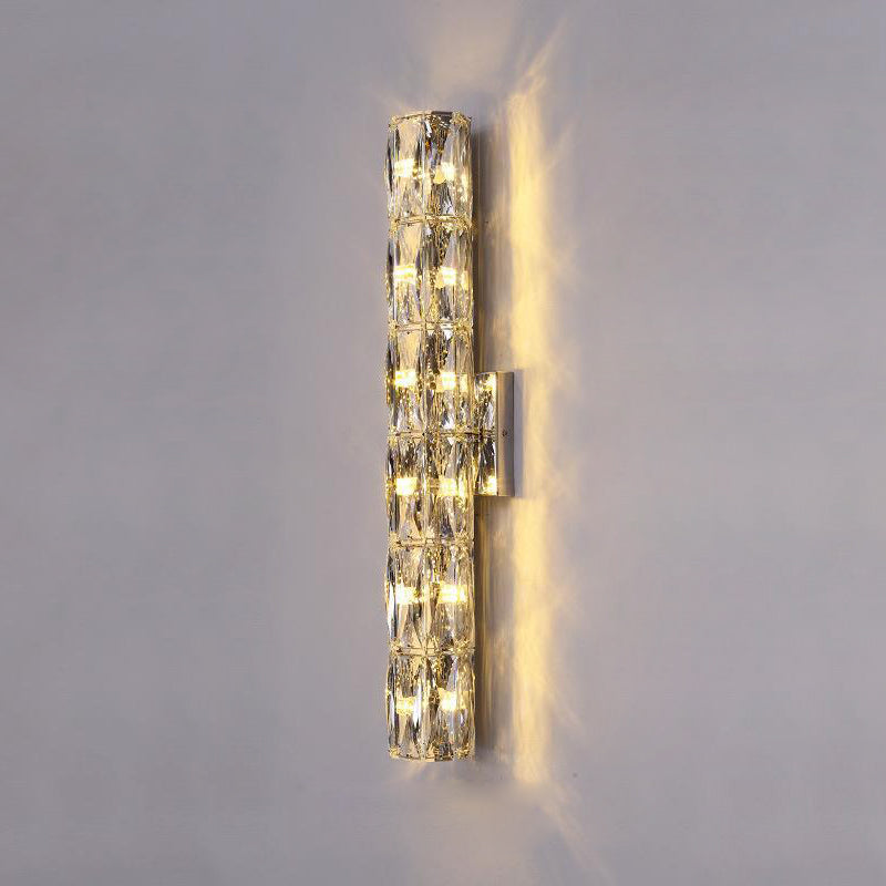 Cylindrical Steel Crystal 2/3/4/6 Light Wall Sconce Lamp