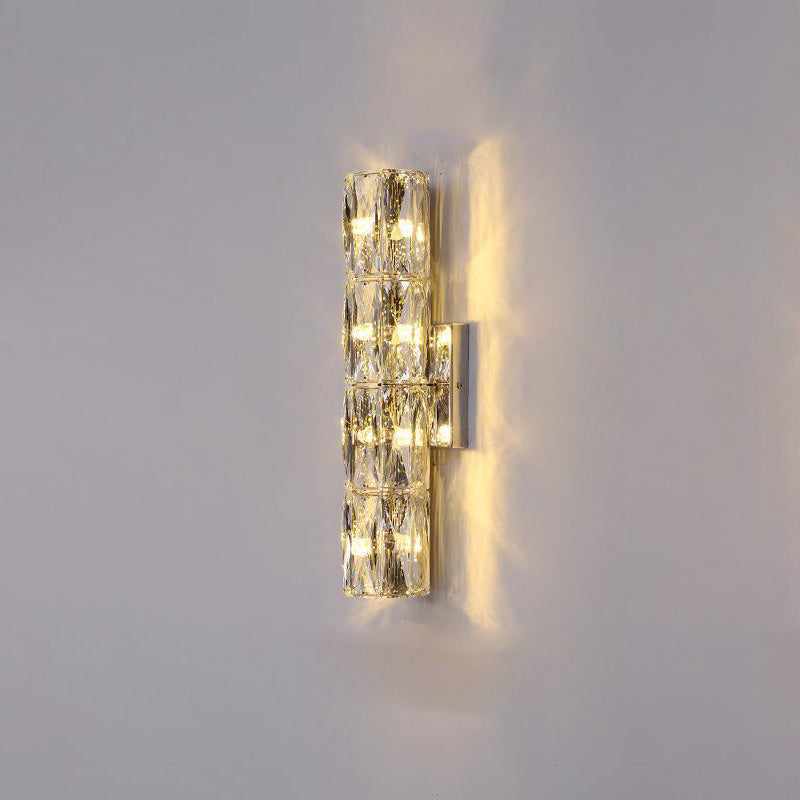 Cylindrical Steel Crystal 2/3/4/6 Light Wall Sconce Lamp