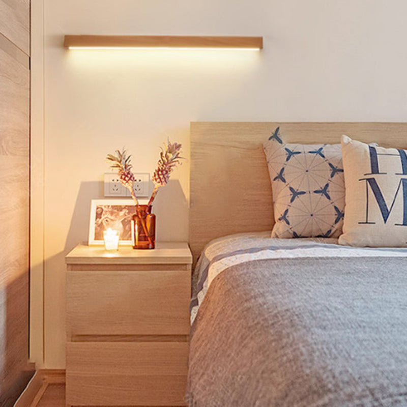 Japanese Solid Wood Strip LED Wall Sconce Lamp