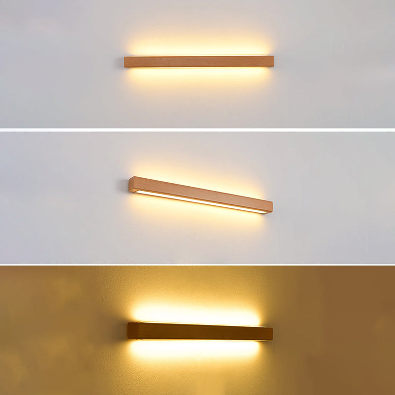 Japanese Solid Wood Strip LED Wall Sconce Lamp