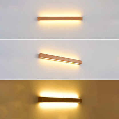 Japanese Solid Wood Strip LED Wall Sconce Lamp