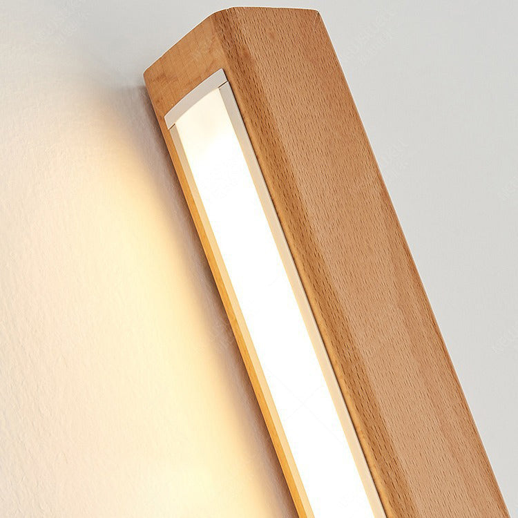 Japanese Solid Wood Strip LED Wall Sconce Lamp