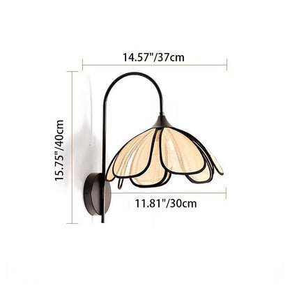 Retro Dome Petal Fiber Woven 1-Light Wall Sconce Lamp